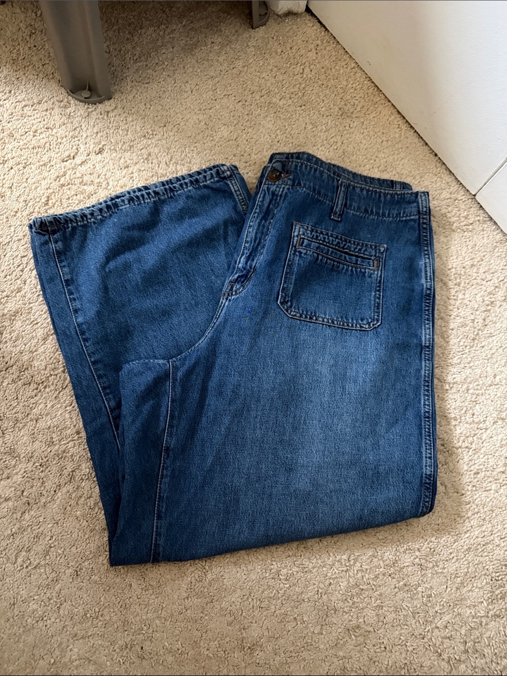 Old Navy High Rise Baggy Wide Leg Blue Denim Jeans - Relaxed Fit